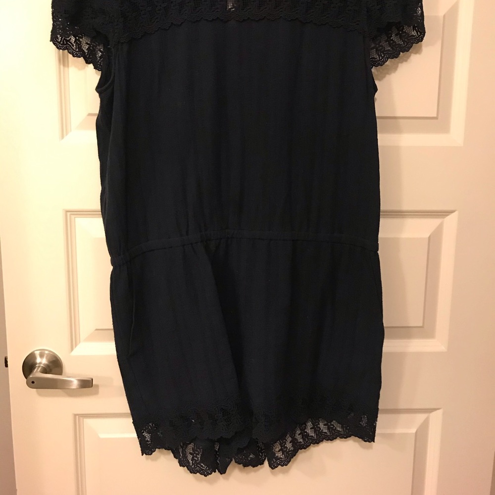 Loft Navy blue shirtsleeves romper in Large